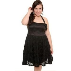 Torrid Satin Halter Top Rosette Detail Skirt Dress